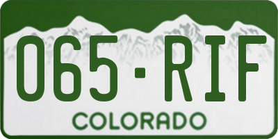 CO license plate 065RIF
