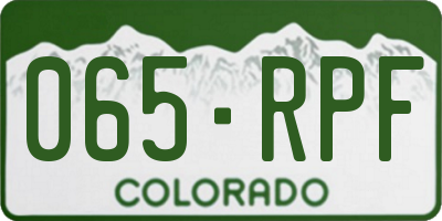CO license plate 065RPF