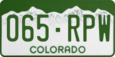 CO license plate 065RPW
