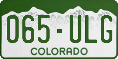 CO license plate 065ULG