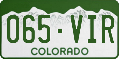 CO license plate 065VIR