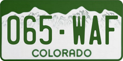 CO license plate 065WAF