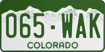 CO license plate 065WAK