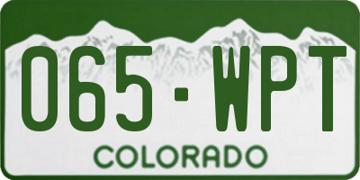 CO license plate 065WPT