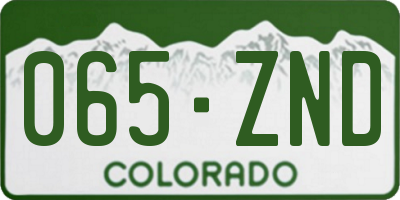 CO license plate 065ZND