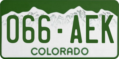 CO license plate 066AEK