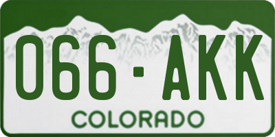CO license plate 066AKK