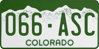 CO license plate 066ASC