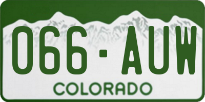 CO license plate 066AUW