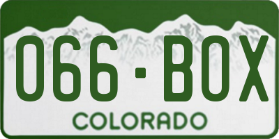 CO license plate 066BOX
