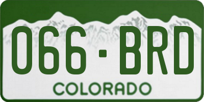 CO license plate 066BRD