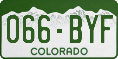 CO license plate 066BYF