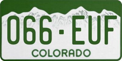 CO license plate 066EUF