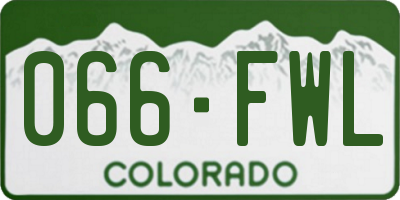 CO license plate 066FWL