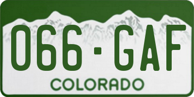 CO license plate 066GAF