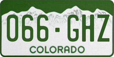 CO license plate 066GHZ