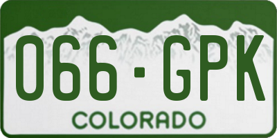 CO license plate 066GPK