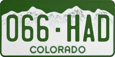 CO license plate 066HAD
