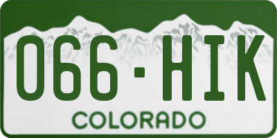 CO license plate 066HIK