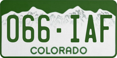 CO license plate 066IAF