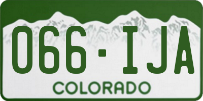 CO license plate 066IJA