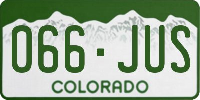 CO license plate 066JUS