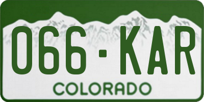 CO license plate 066KAR