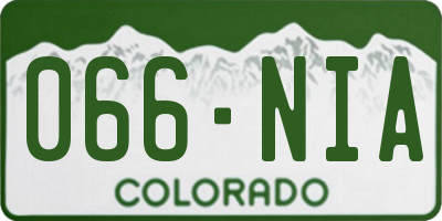 CO license plate 066NIA