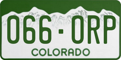 CO license plate 066ORP