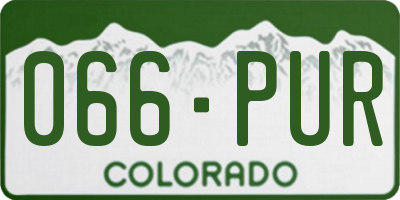 CO license plate 066PUR