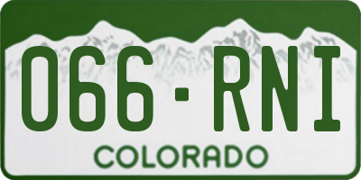 CO license plate 066RNI