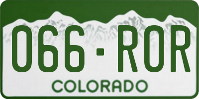 CO license plate 066ROR