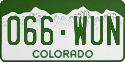 CO license plate 066WUN