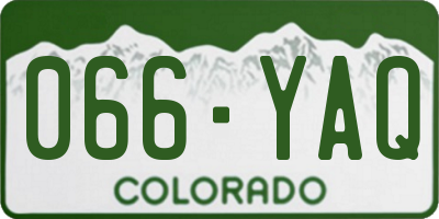 CO license plate 066YAQ
