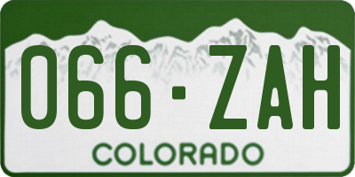 CO license plate 066ZAH