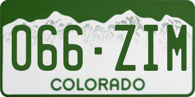 CO license plate 066ZIM