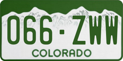 CO license plate 066ZWW