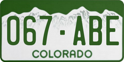 CO license plate 067ABE