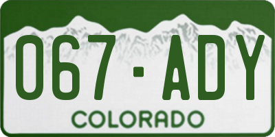 CO license plate 067ADY
