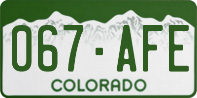 CO license plate 067AFE