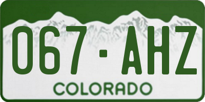 CO license plate 067AHZ