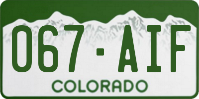CO license plate 067AIF