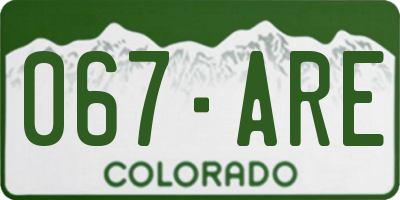CO license plate 067ARE
