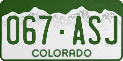 CO license plate 067ASJ