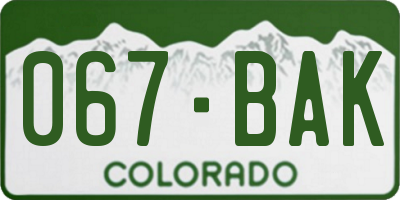 CO license plate 067BAK