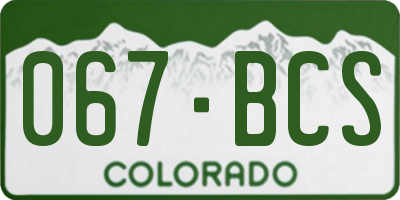 CO license plate 067BCS