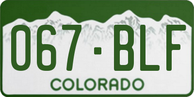 CO license plate 067BLF
