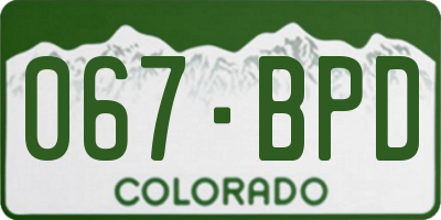 CO license plate 067BPD