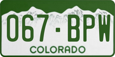 CO license plate 067BPW