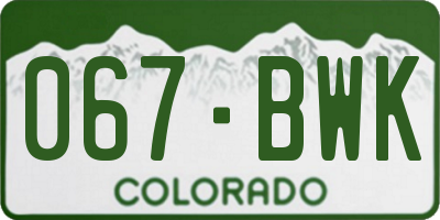 CO license plate 067BWK